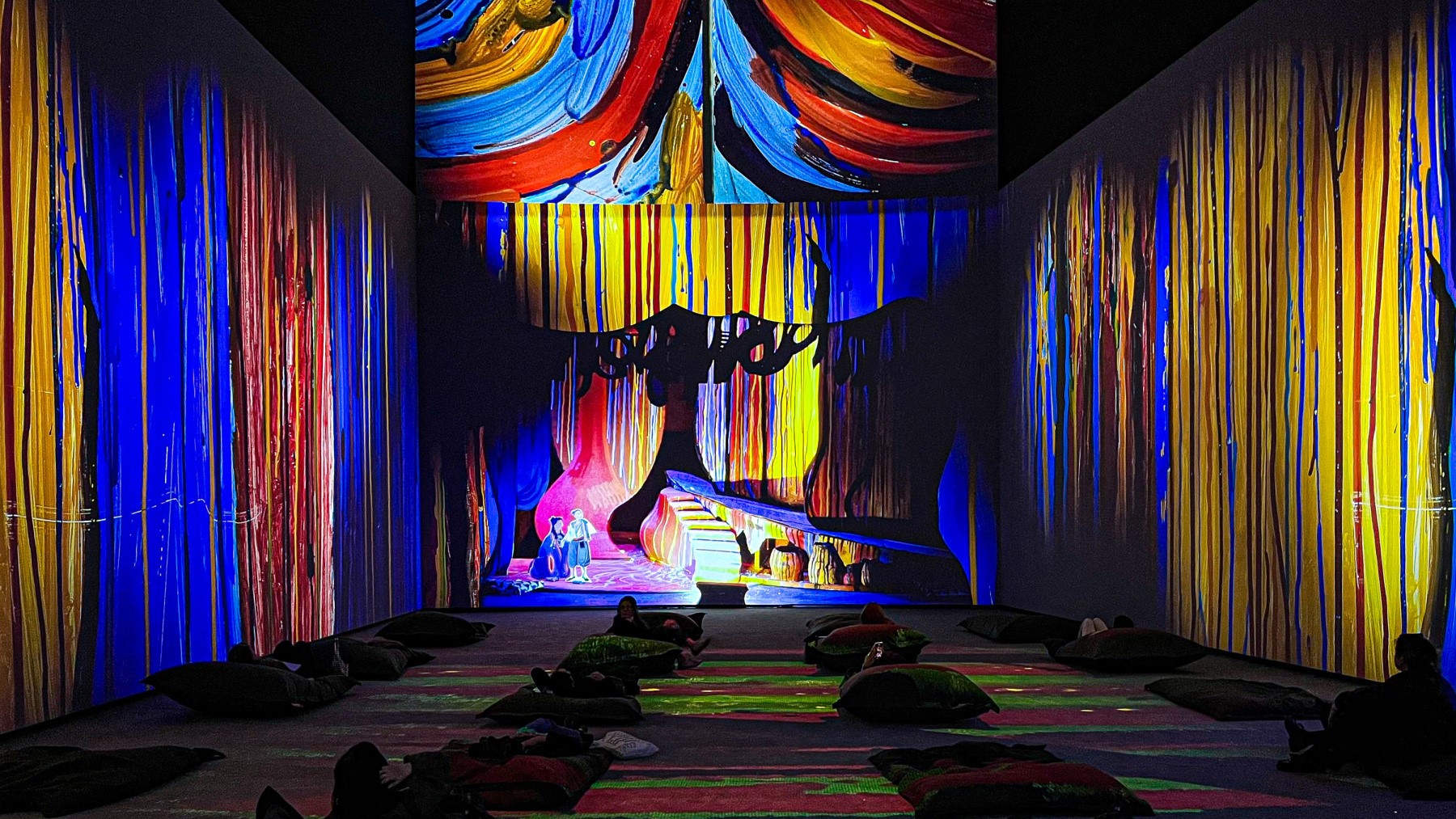 Colourful immersive projections in the David Hockney 25 exhibition